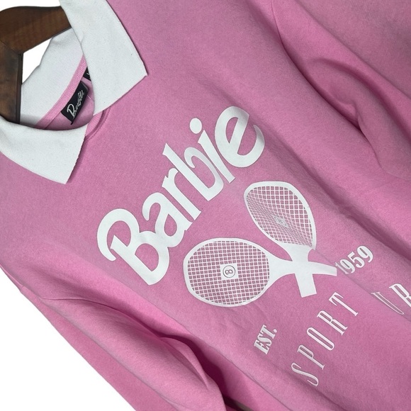 Rare Barbie Graphic Pink Collar Sweatshirt - Picture 9 of 10